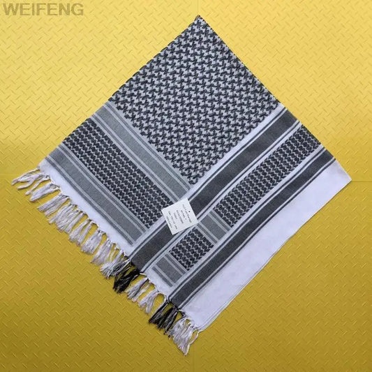 Tactical Arab Keffiyeh Shemagh Scarf - Cotton Winter Shawl, Neck Warmer, Windproof Head Wrap for Hiking & Camping - Men & Women