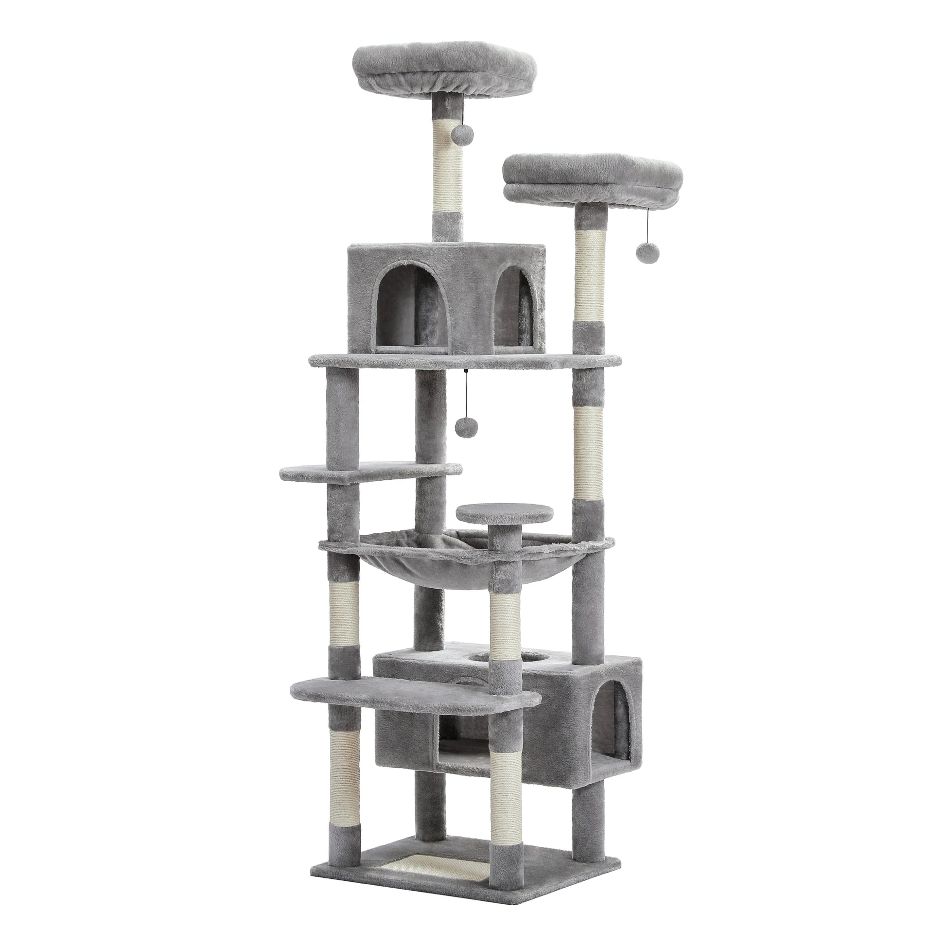 Large Multi-Level Cat Tree – Tall Plush Cat Tower for Indoor Cats with Scratching Posts, Scratching Boards, Perches & Caves