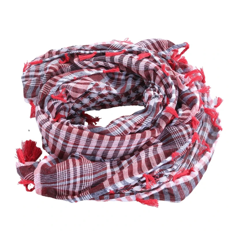 Arab Shemagh Keffiyeh Scarf – Palestinian Shawl Wrap for Men & Women, Traditional Tactical Headscarf