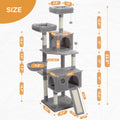 Large multi-layer cat tree tower with scratching posts, hammocks, and cozy condo for indoor cats