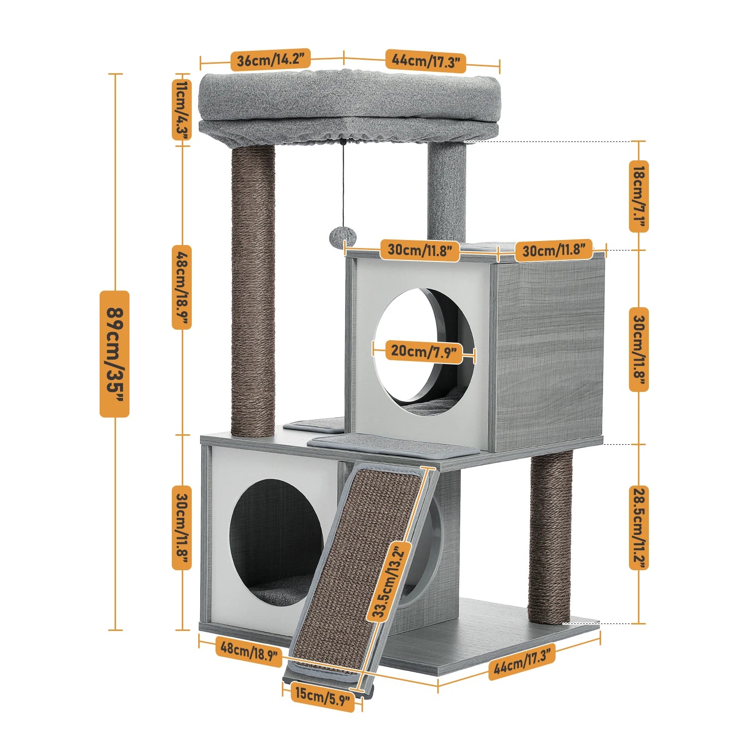 Large multi-layer cat tree tower with scratching posts, hammocks, and cozy condo for indoor cats