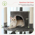 Adjustable tall cat scratching post 236-258cm, multi-level cat tower with hammock, condo, cozy kitten furniture, pet cat tree with toys