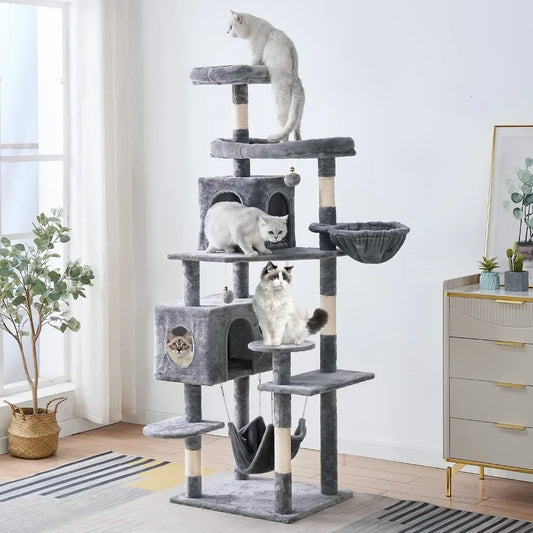 New 2023 Multi-Level Cat Tree – 71.6-Inch Tall Cat Tower for Indoor Cats with Scratching Posts & Cozy Condo Furniture