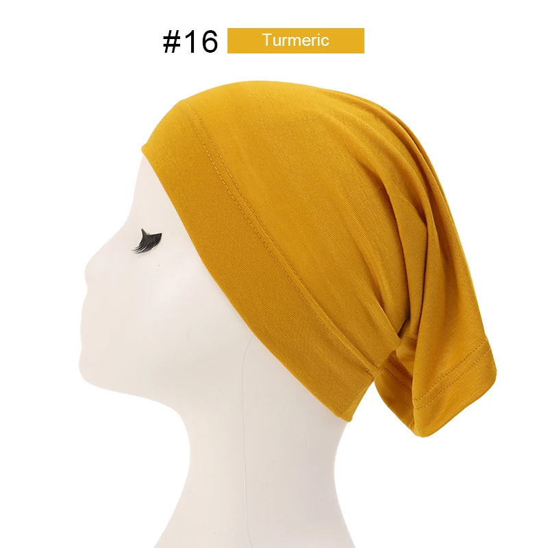 2023 Soft Solid Color Inner Hijab Cap – Muslim Stretch Turban Underscarf, Islamic Fashion Headscarf for Women