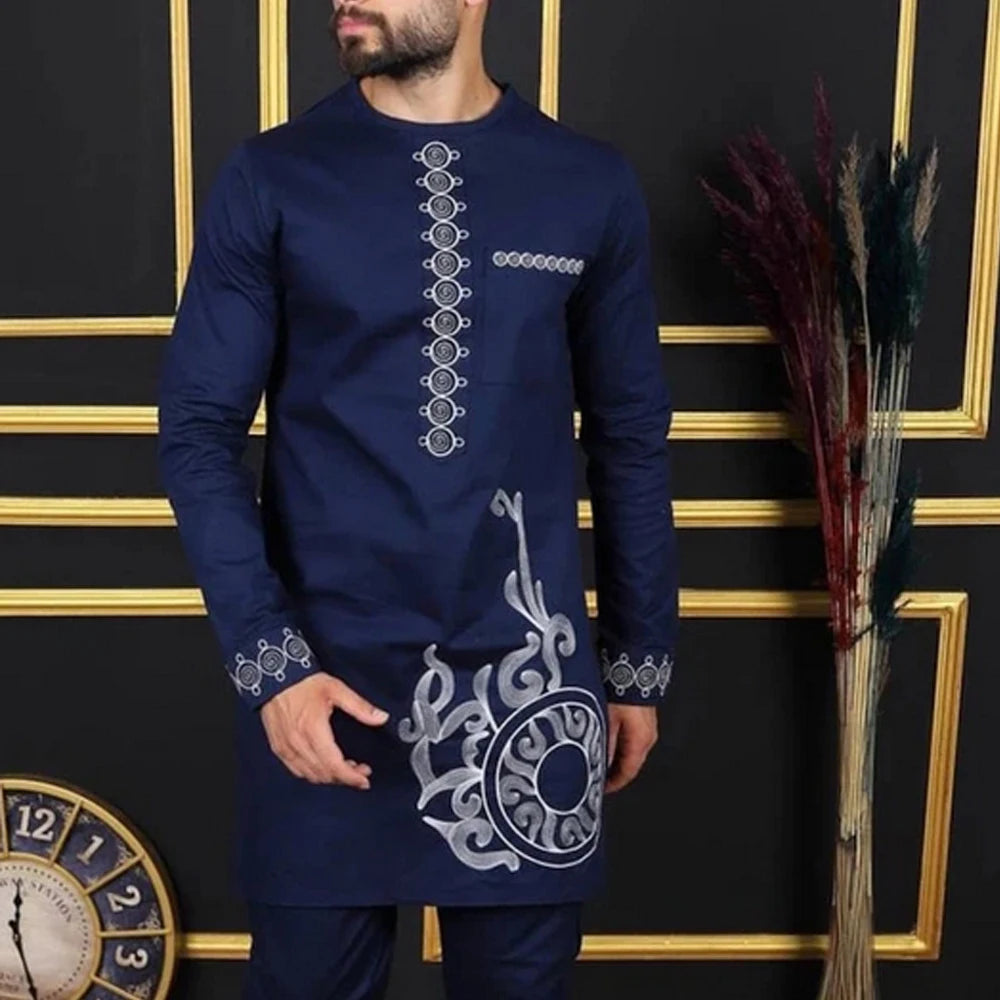 Men's Kaftan Suit – Traditional African and Middle Eastern Long Robe Outfit, Elegant and Comfortable Formal Wear