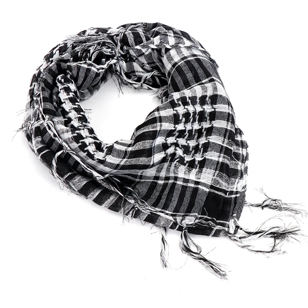 Military Shemagh Tactical Desert Scarf - Muslim Headscarf, Cotton Keffiyeh Head Neck Wrap for Men & Women