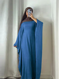 Linen Batwing Abaya – Modest Islamic Dress, Loose-Fit Kaftan, Elegant Muslim Wear for Women