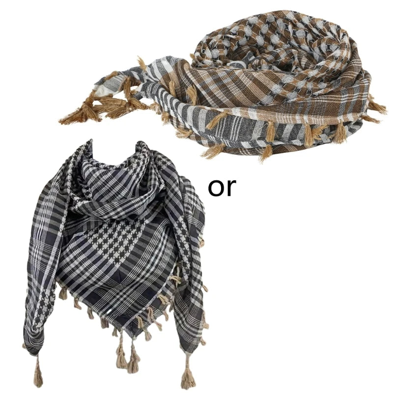 Arab Shemagh Keffiyeh Scarf – Palestinian Shawl Wrap for Men & Women, Traditional Tactical Headscarf