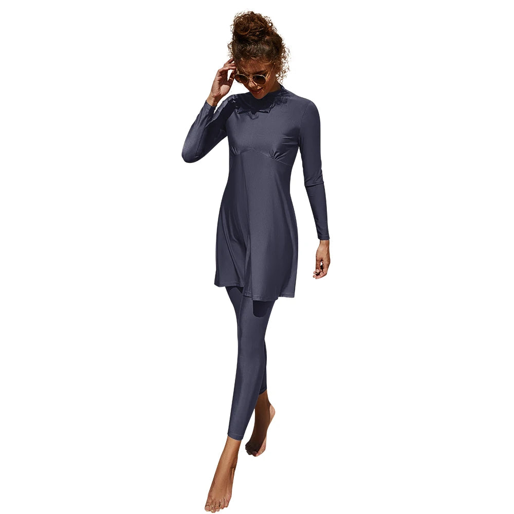 Burkini Muslim Swimwear 2023 – Modest Plain Swimsuit for Women, Islamic Clothing Set, Long Dress, Large Size
