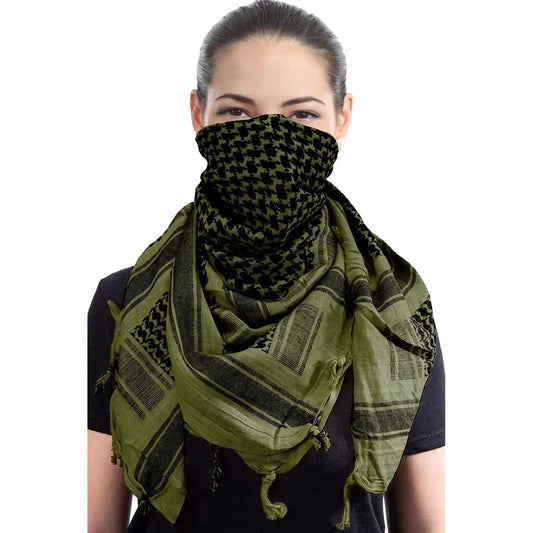 Military Shemagh Tactical Desert Scarf - Muslim Headscarf, Cotton Keffiyeh Head Neck Wrap for Men & Women