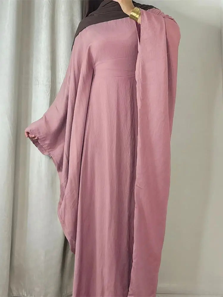 Linen Batwing Abaya – Modest Islamic Dress, Loose-Fit Kaftan, Elegant Muslim Wear for Women