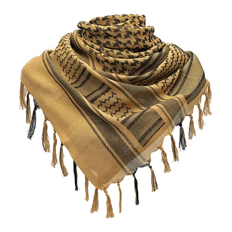 Tactical Shemagh Keffiyeh Scarf – 43x43 Inch Arab Head & Neck Wrap with Tassels for Men & Women, Desert Military Style