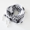 Classic Plaid Print Hijab Scarf - Black & White Shemagh with Pompom Tassels, Muslim Headscarf, Women’s Arab Keffiyeh