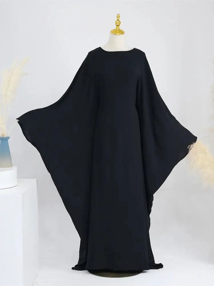Linen Batwing Abaya – Modest Islamic Dress, Loose-Fit Kaftan, Elegant Muslim Wear for Women