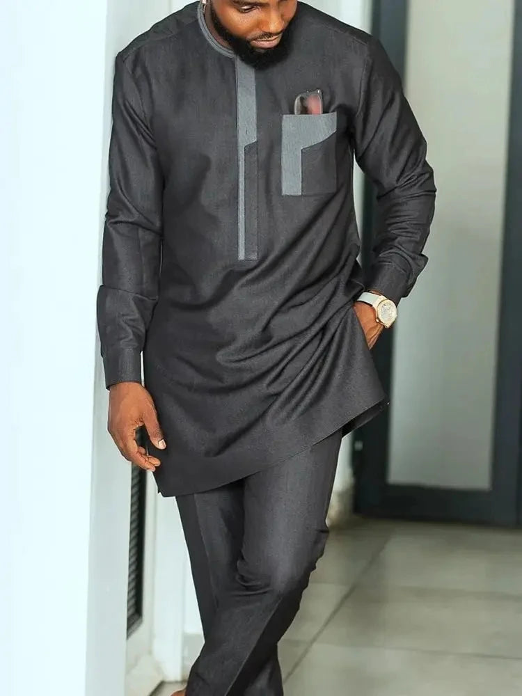 Men's African Traditional Suit – Elegant Dashiki Outfit, Cultural Attire, Formal & Casual Wear