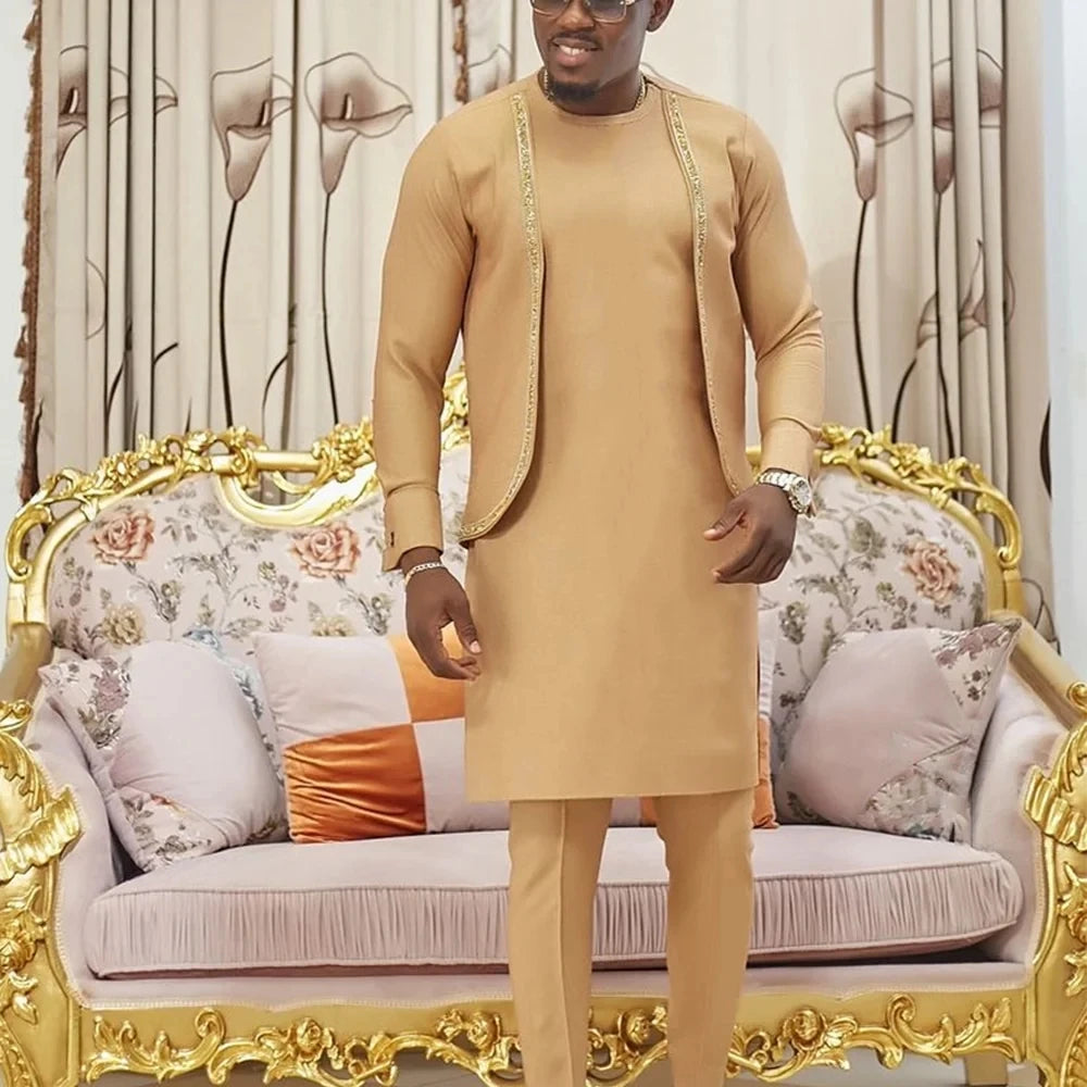 Men's African Traditional Suit – Elegant Dashiki Outfit, Cultural Attire, Formal & Casual Wear