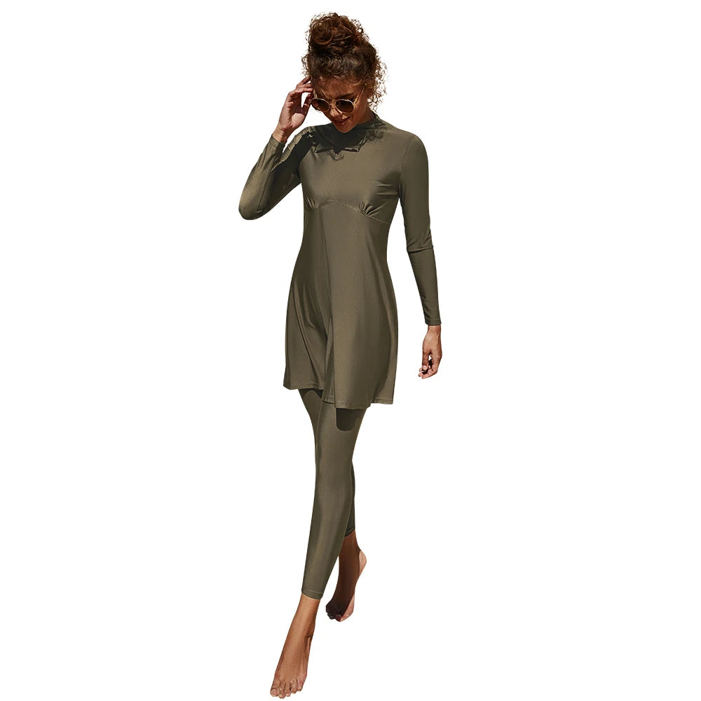 Burkini Muslim Swimwear 2023 – Modest Plain Swimsuit for Women, Islamic Clothing Set, Long Dress, Large Size