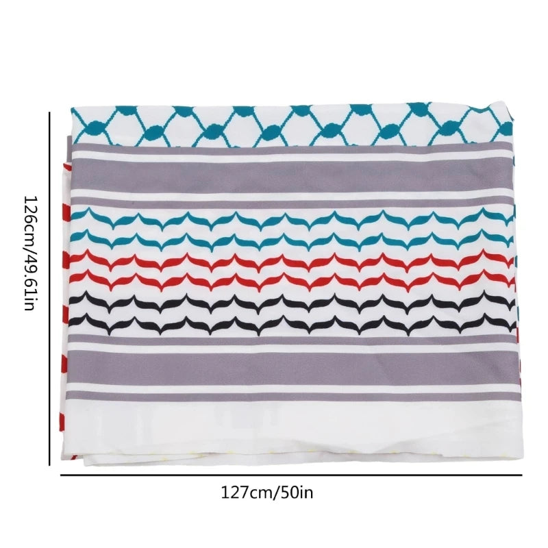 Men’s Shamash Keffiyeh Scarf - Geometric Jacquard Square Arab Headscarf, Multifunctional Bandana, Shawl Wrap Headwear