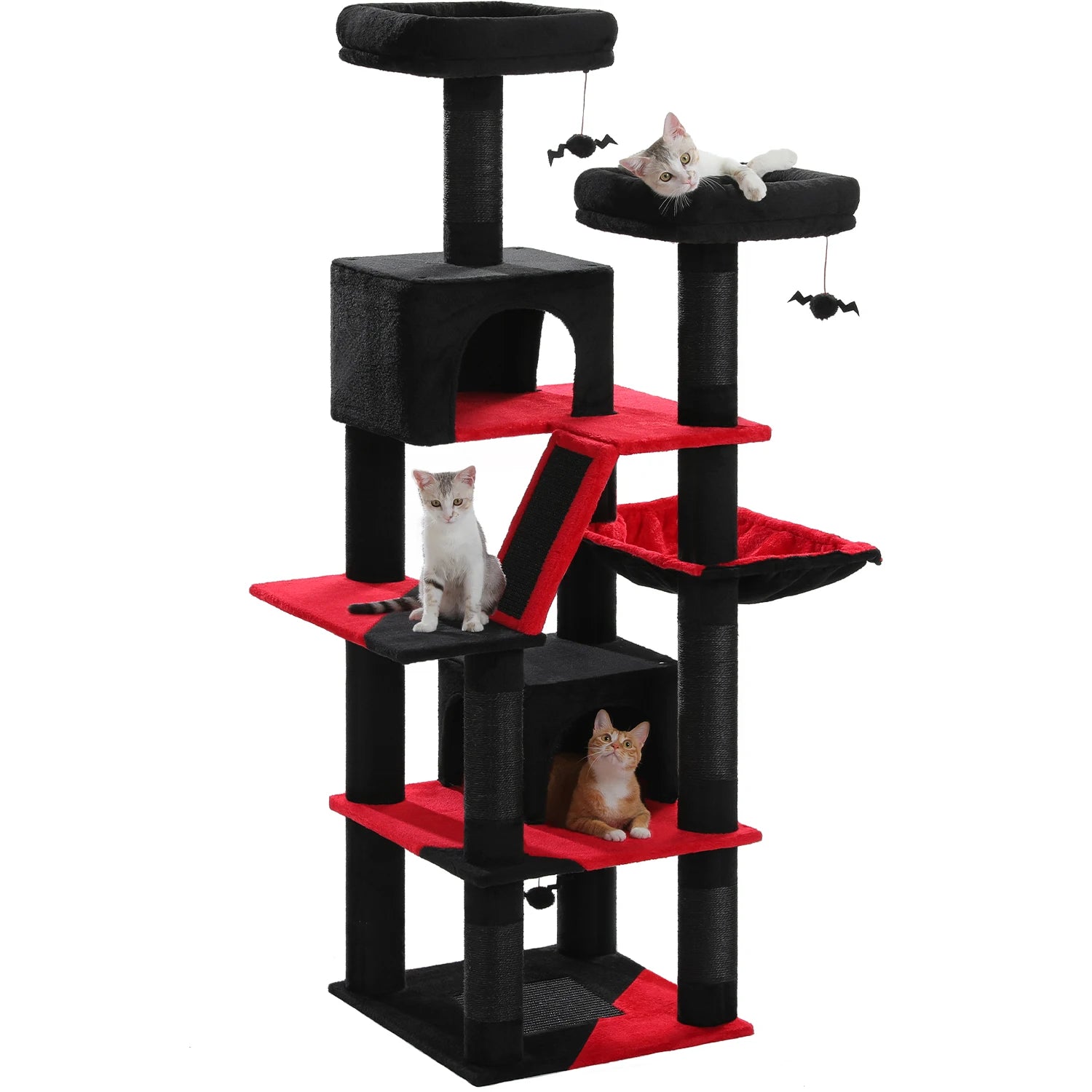 Large Multi-Level Cat Tree – Tall Plush Cat Tower for Indoor Cats with Scratching Posts, Scratching Boards, Perches & Caves