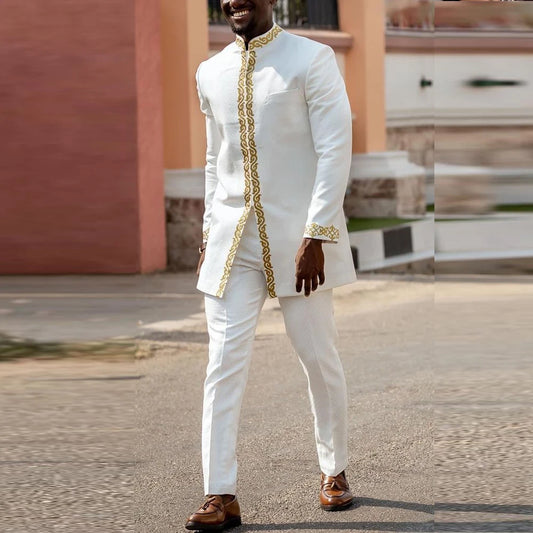 Men's Kaftan Suit – Traditional African and Middle Eastern Long Robe Outfit, Elegant and Comfortable Formal Wear