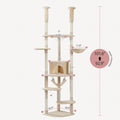 Adjustable tall cat scratching post 236-258cm, multi-level cat tower with hammock, condo, cozy kitten furniture, pet cat tree with toys