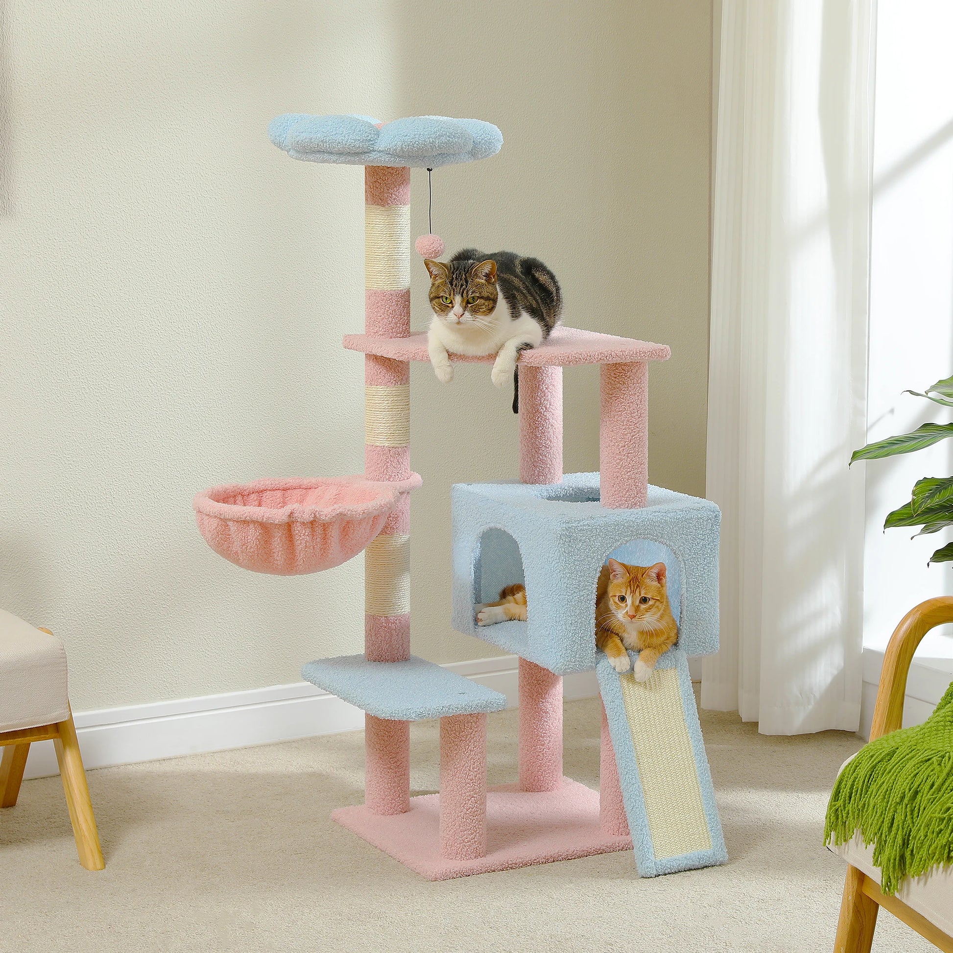 Flower Cat Tree – Multi-Level Cat Tower with Sisal Scratching Posts, Cute Cat Condo for Small & Medium Indoor Cats with Top Perch