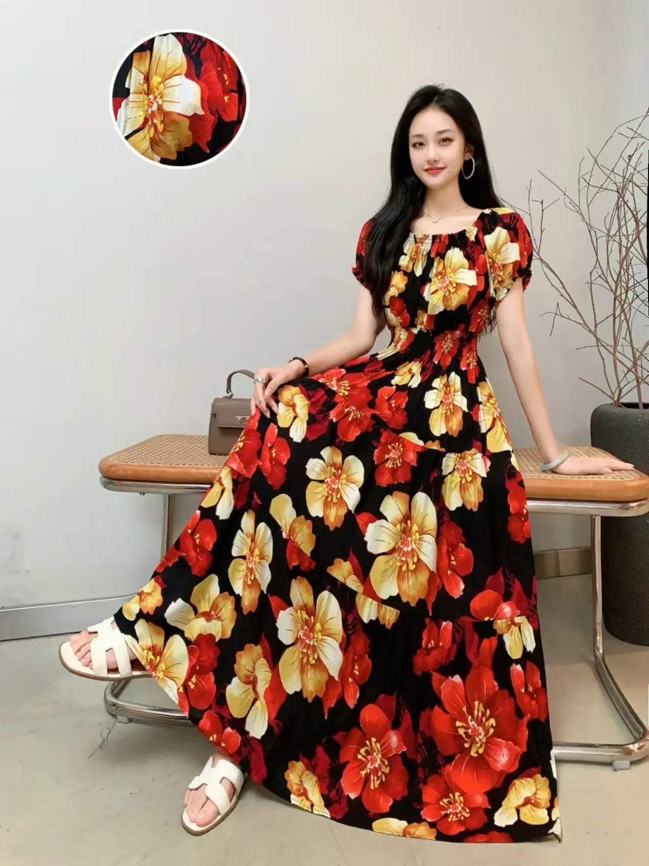 Maxi Long Dress – Elegant Full-Length Gown, Modest Fashion, Long Sleeve Formal Wear for Women