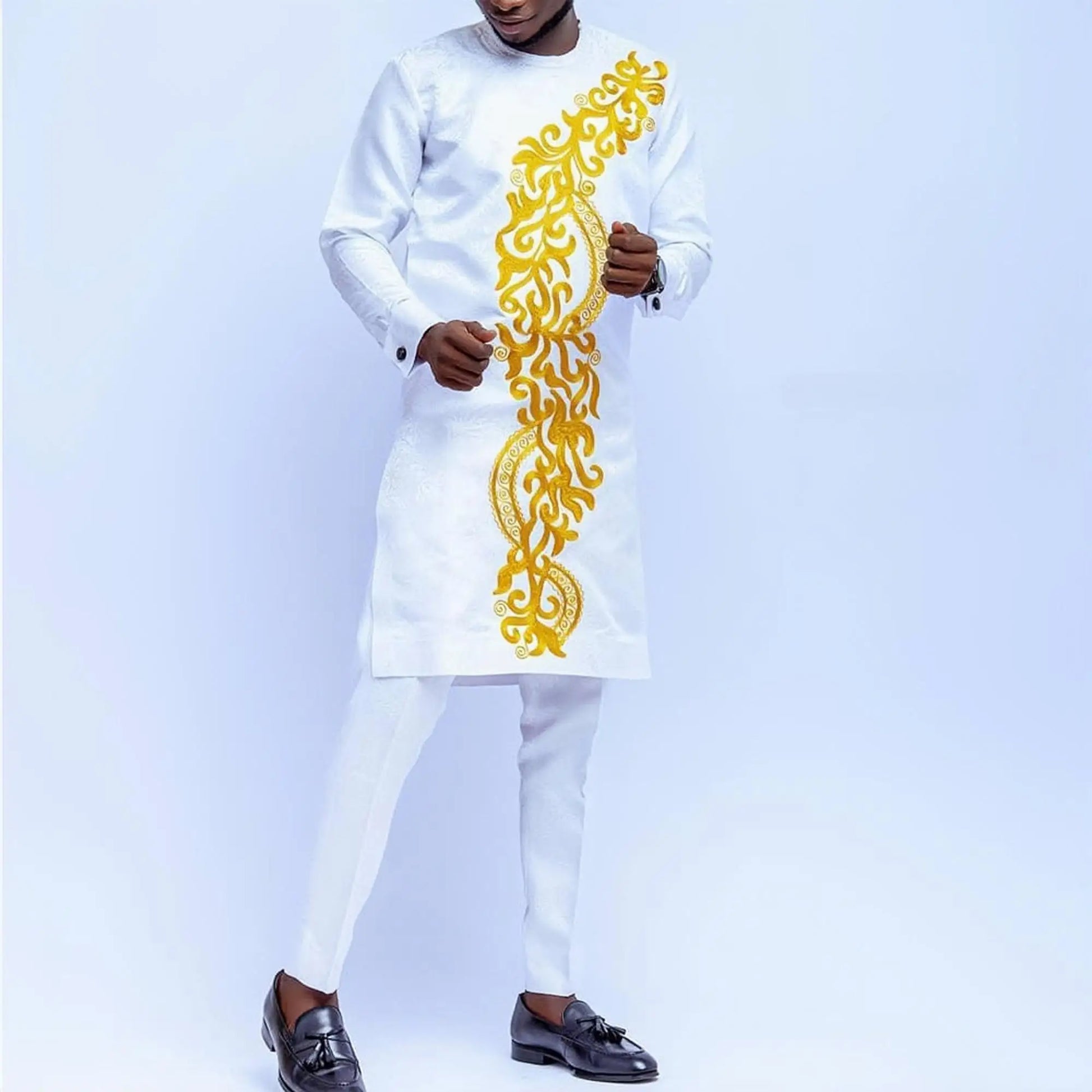 Men's Kaftan Suit – Traditional African and Middle Eastern Long Robe Outfit, Elegant and Comfortable Formal Wear