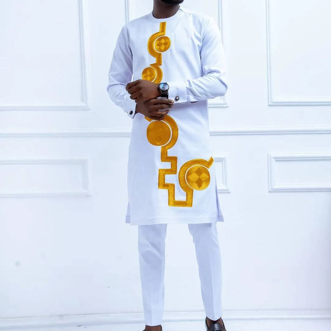 Men's Kaftan Suit – Traditional African and Middle Eastern Long Robe Outfit, Elegant and Comfortable Formal Wear