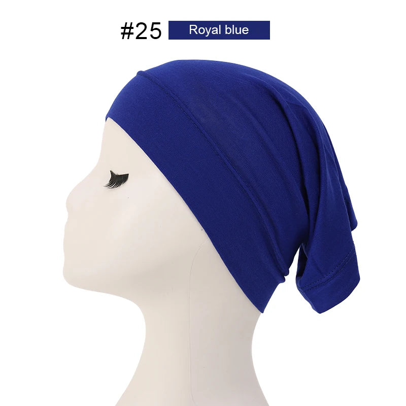 2023 Soft Solid Color Inner Hijab Cap – Muslim Stretch Turban Underscarf, Islamic Fashion Headscarf for Women