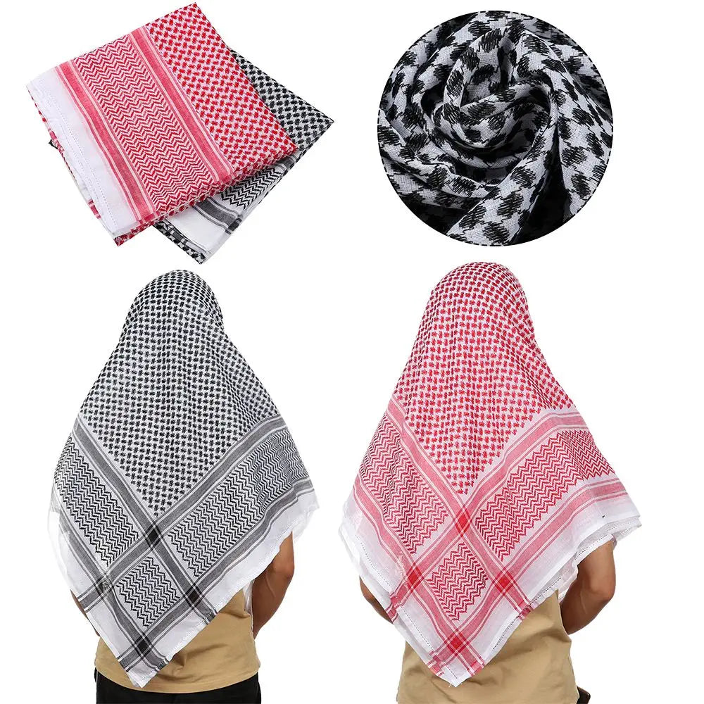 Islamic Traditional Plaid Shemagh Scarf – Arab Kafiya Keffiyeh, Palestine Bandana, Muslim Turban Hijab for Men & Women