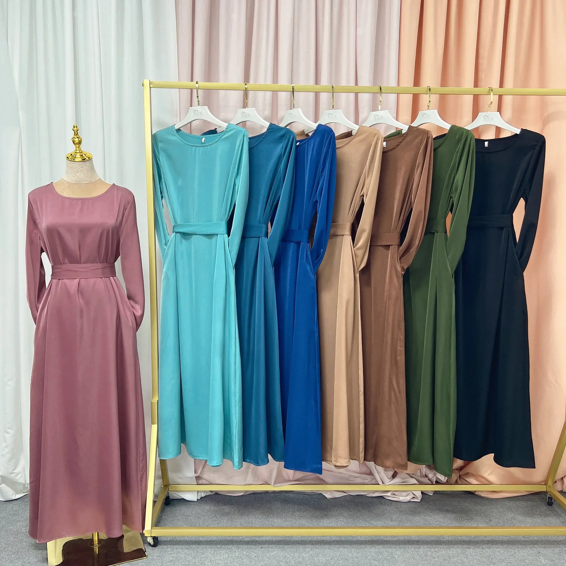 Elegant Muslim Fashion Hijab Dress, Available in 8 Colors, Closed Abayas for Women, Dubai African Dresses, Islamic Clothing Kaftan Robe