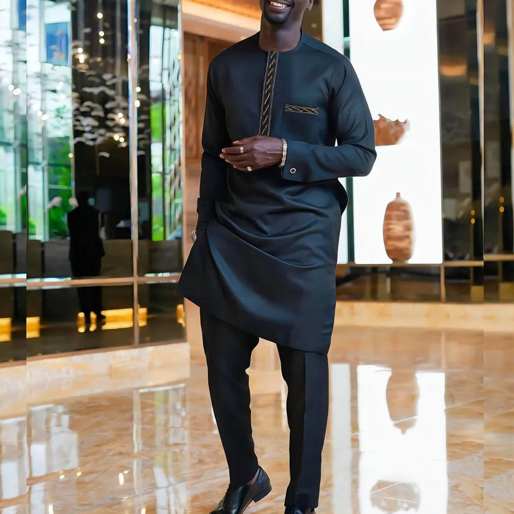 Men's African Traditional Suit – Elegant Dashiki Outfit, Cultural Attire, Formal & Casual Wear