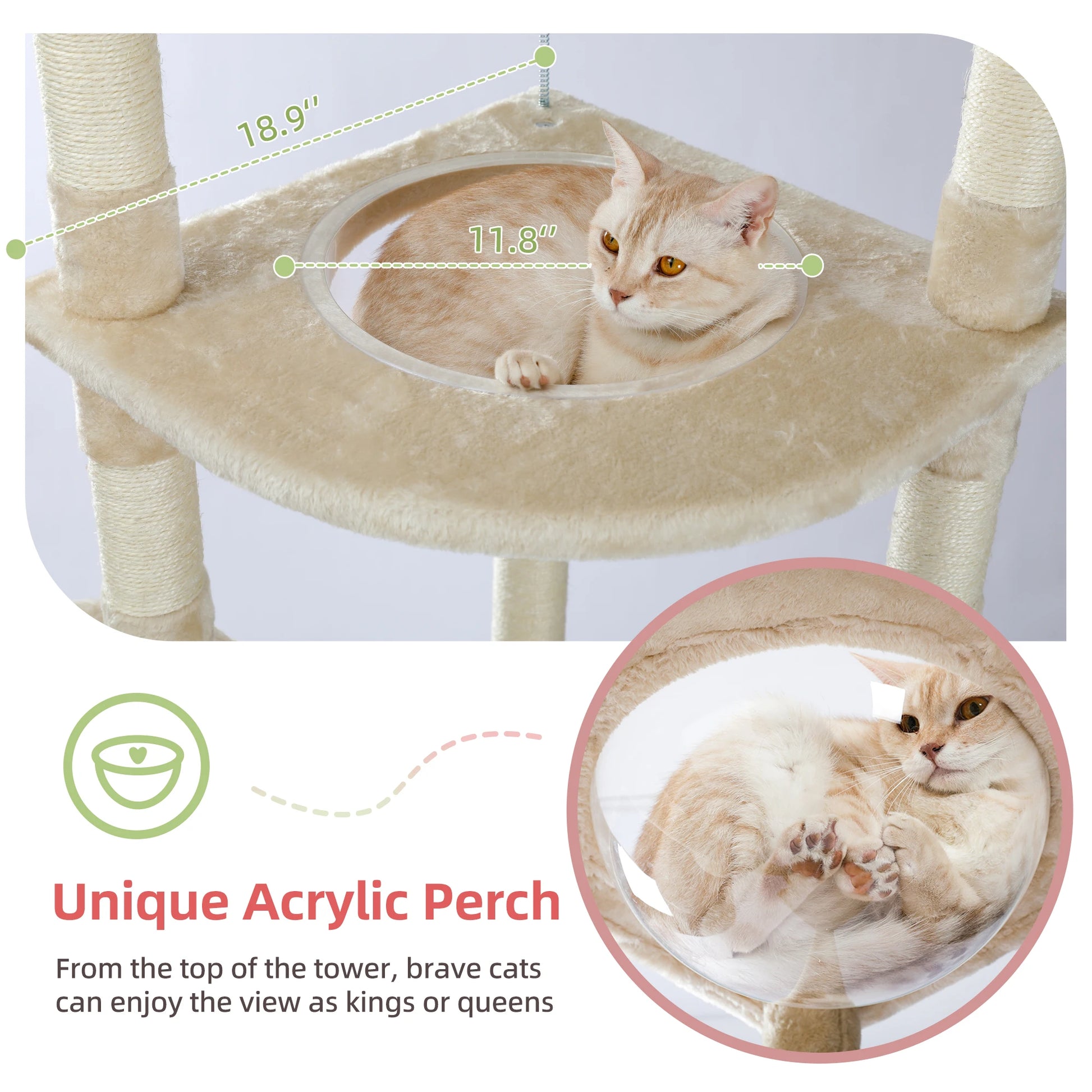 Adjustable tall cat scratching post 236-258cm, multi-level cat tower with hammock, condo, cozy kitten furniture, pet cat tree with toys
