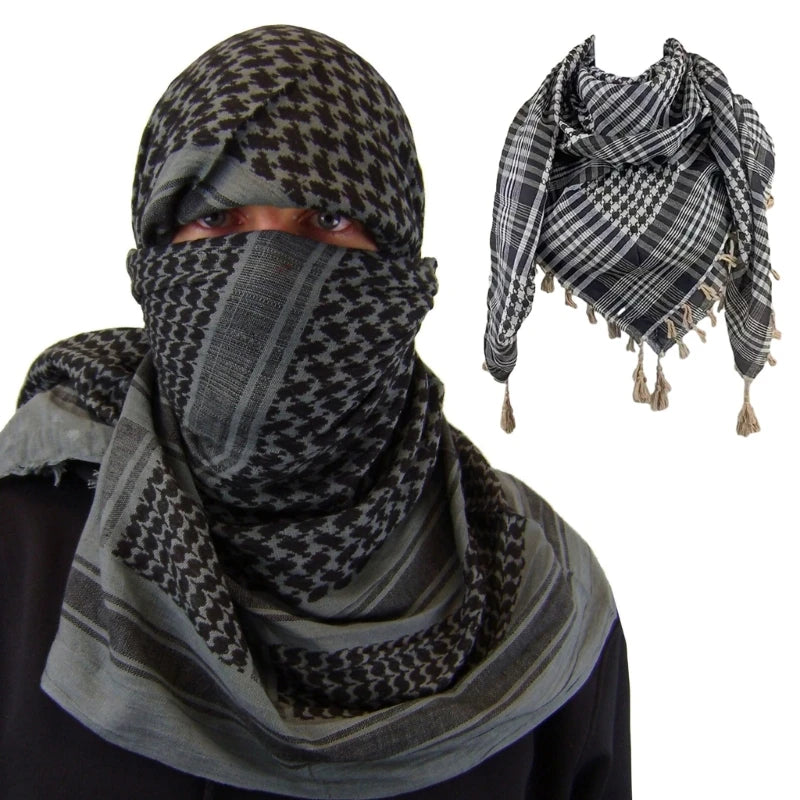 Keffiyeh Tactical Desert Scarf - Shemagh Head Neck Wrap, Unisex Arab Palestine Scarf