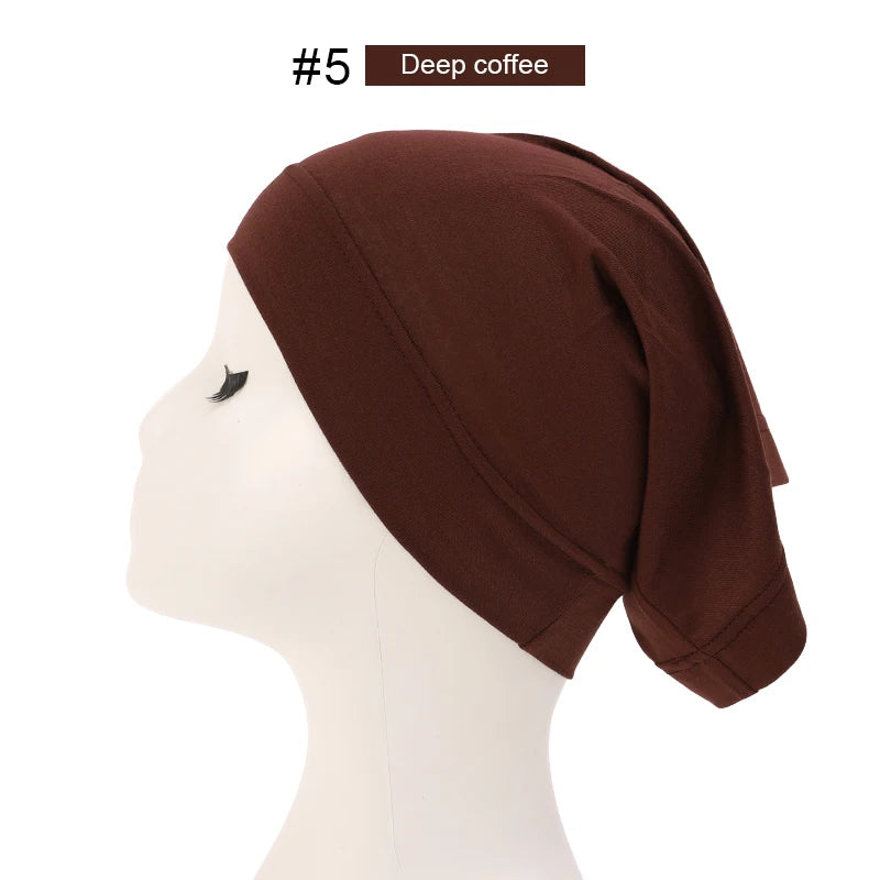 2023 Soft Solid Color Inner Hijab Cap – Muslim Stretch Turban Underscarf, Islamic Fashion Headscarf for Women