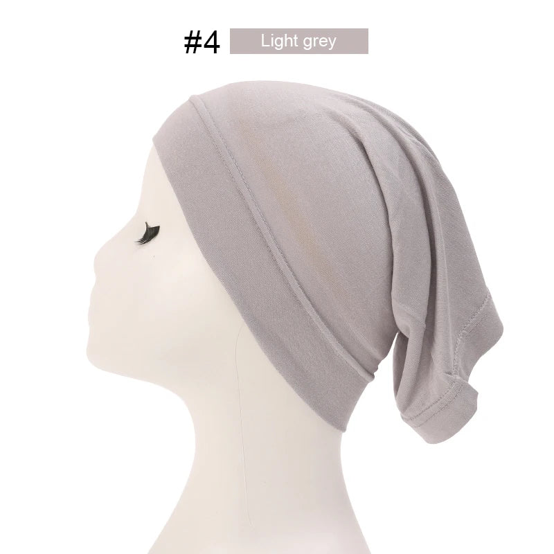 2023 Soft Solid Color Inner Hijab Cap – Muslim Stretch Turban Underscarf, Islamic Fashion Headscarf for Women