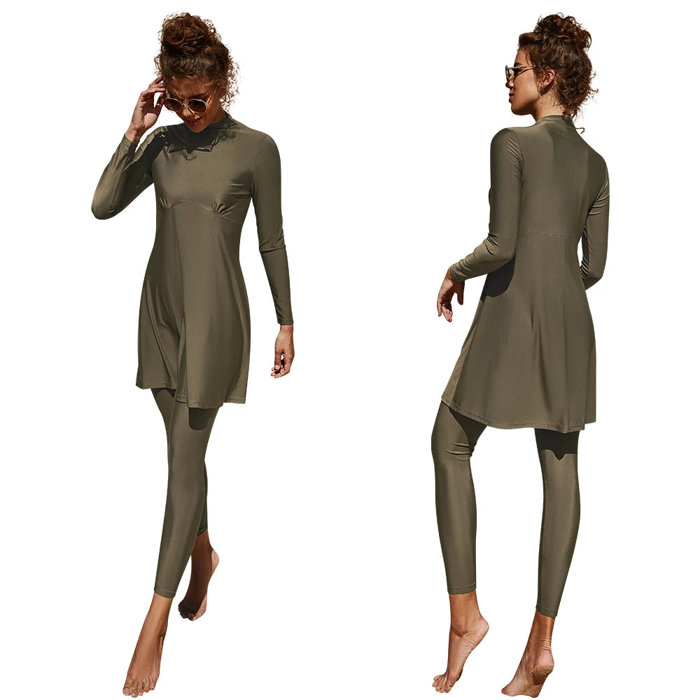 Burkini Muslim Swimwear 2023 – Modest Plain Swimsuit for Women, Islamic Clothing Set, Long Dress, Large Size