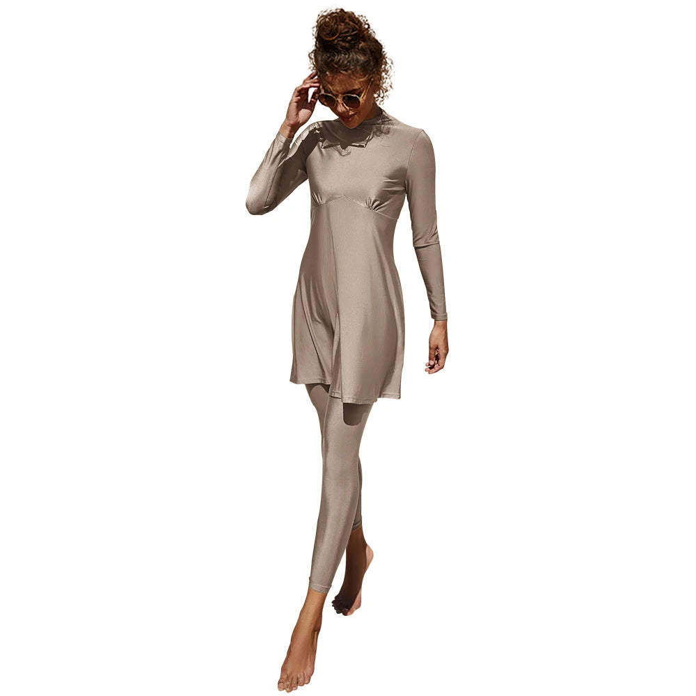 Burkini Muslim Swimwear 2023 – Modest Plain Swimsuit for Women, Islamic Clothing Set, Long Dress, Large Size