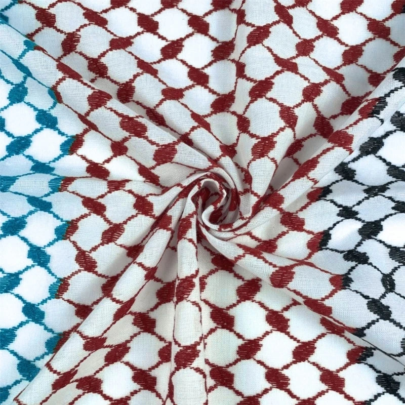 Men’s Shamash Keffiyeh Scarf - Geometric Jacquard Square Arab Headscarf, Multifunctional Bandana, Shawl Wrap Headwear