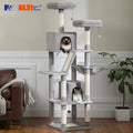 Large Multi-Level Cat Tree – Tall Plush Cat Tower for Indoor Cats with Scratching Posts, Scratching Boards, Perches & Caves