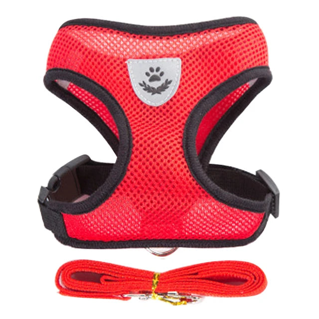 Adjustable Pet Harness Vest – Comfortable & Breathable No-Pull Harness for Dogs & Cats, Secure Fit with Reflective Straps