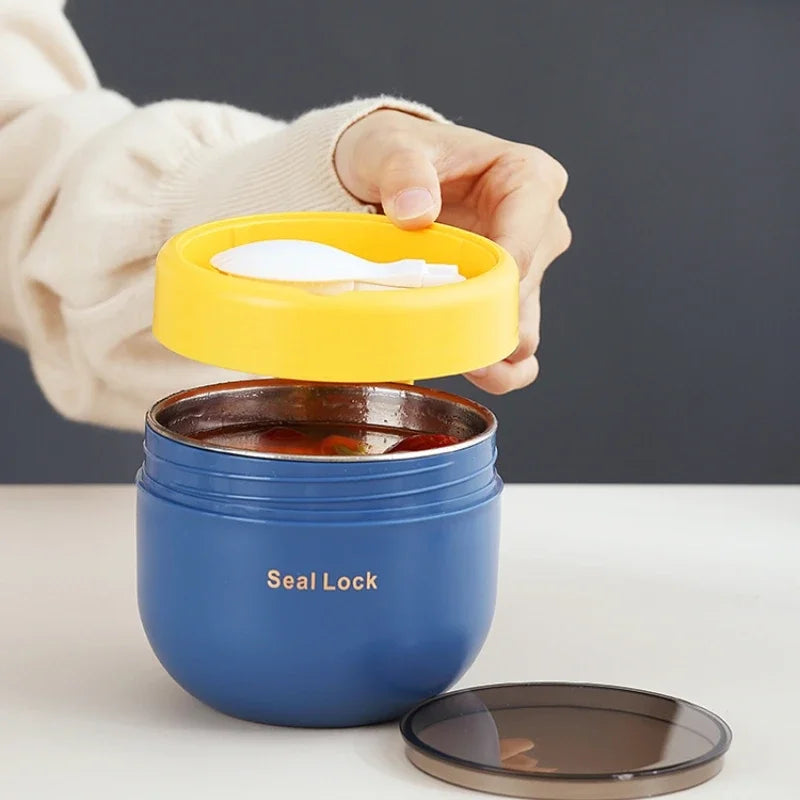 Stainless steel soup cups, thermal lunch box food thermos container with spoon, insulated bento lunch box for school and office use