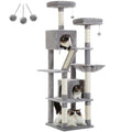 Large Multi-Level Cat Tree – Tall Plush Cat Tower for Indoor Cats with Scratching Posts, Scratching Boards, Perches & Caves