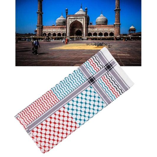 Men’s Shamash Keffiyeh Scarf - Geometric Jacquard Square Arab Headscarf, Multifunctional Bandana, Shawl Wrap Headwear