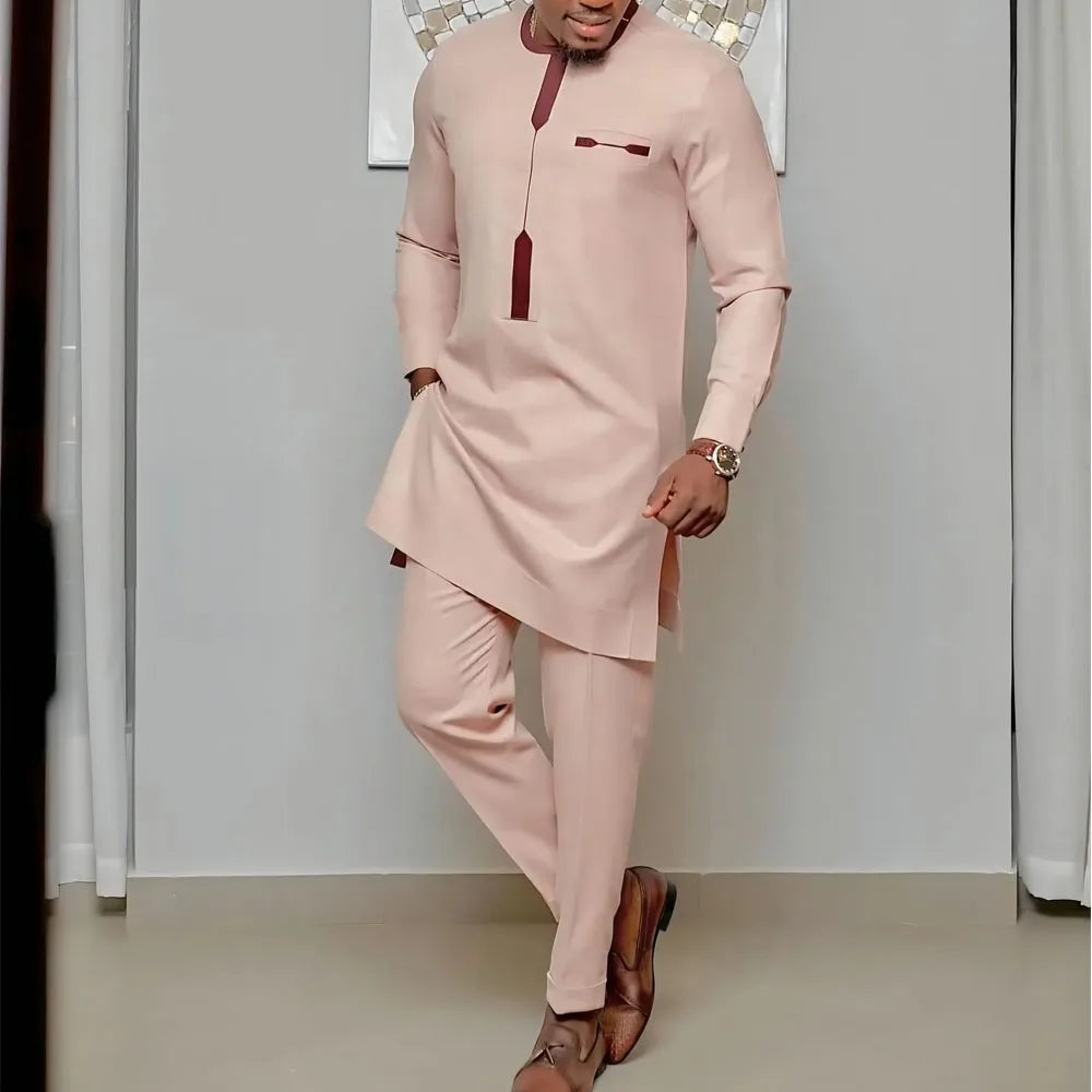 Men's Kaftan Suit – Traditional African and Middle Eastern Long Robe Outfit, Elegant and Comfortable Formal Wear