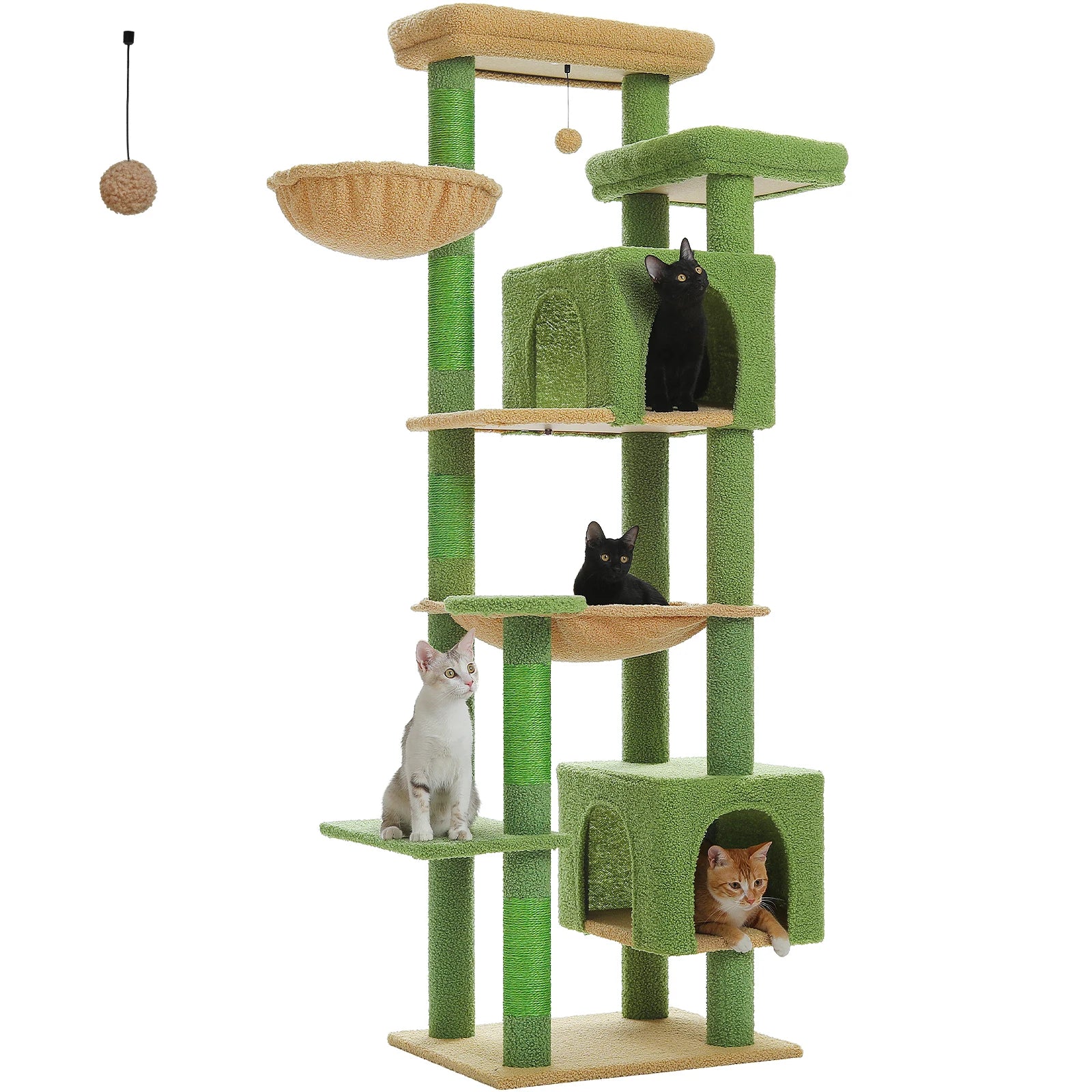Large Multi-Level Cat Tree – Tall Plush Cat Tower for Indoor Cats with Scratching Posts, Scratching Boards, Perches & Caves