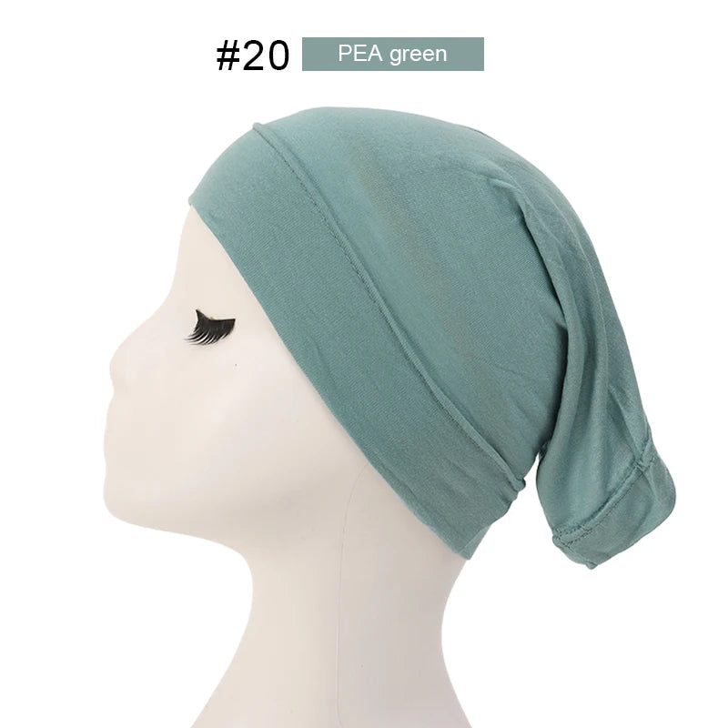2023 Soft Solid Color Inner Hijab Cap – Muslim Stretch Turban Underscarf, Islamic Fashion Headscarf for Women