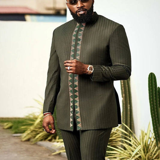 Men's African Traditional Suit – Elegant Dashiki Outfit, Cultural Attire, Formal & Casual Wear