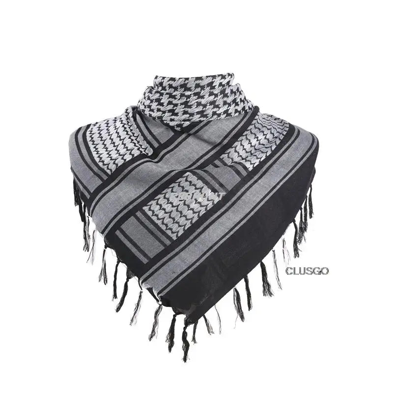Tactical Shemagh Keffiyeh Scarf – 43x43 Inch Arab Head & Neck Wrap with Tassels for Men & Women, Desert Military Style